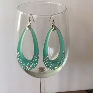 Turquoise and Rhinestone Teardrop Earrings!